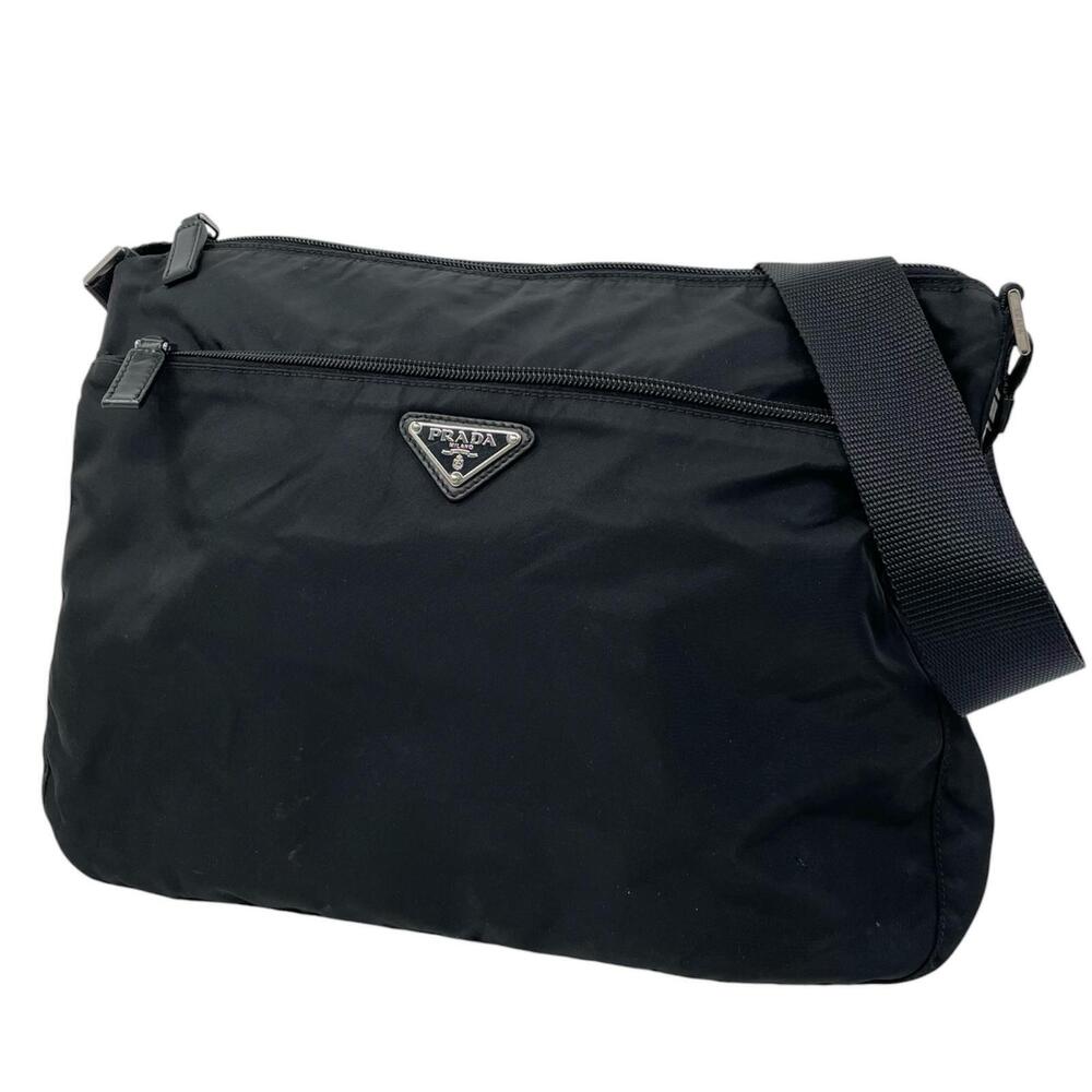 Prada Triangle Tessuto Shoulder Bag Black